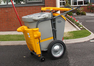 Chariot de voirie Double jaune avec pince à déchets