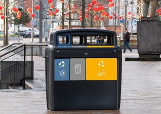 Poubelle de tri sélectif modulaire Nexus® Évolution City pour papier, déchets et emballages