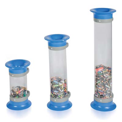 La gamme de collecteurs pour piles usagées - Corbeille Transparence™