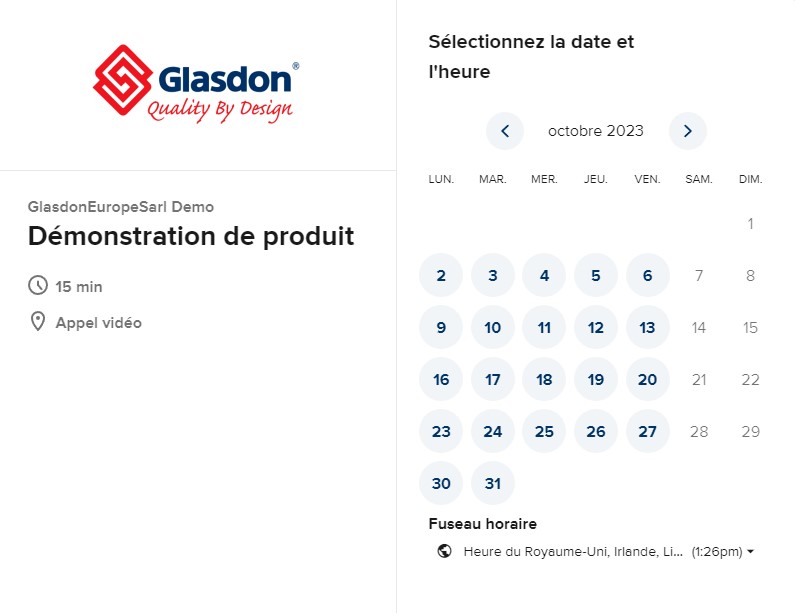 Image du service de démonstration en direct de Glasdon