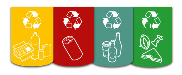 Glasdon conçoit des pictogrammes facilement identifiables pour tous les flux de déchets pour toutes leurs poubelles de tri sélectif conçues pour les entreprises