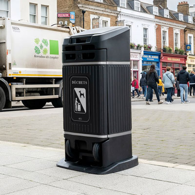 Poubelle Glasdon Jubil&eacute;&trade; City 100 Optimis&eacute;e pour faciliter la collecte des d&eacute;chets