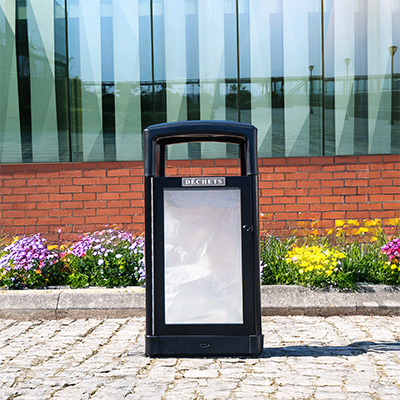 Poubelle transparente Origin™ Vision 110 Vigipirate Fabriquée à partir de matériaux recyclés